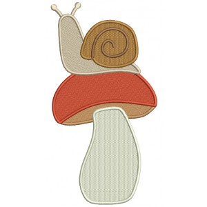 Snail Sitting On The Mushroom Filled Machine Embroidery Design Digitized Pattern